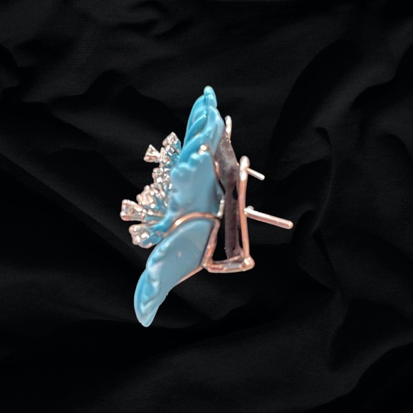 Cathy Waterman Turquoise Enamel & Diamond Flower Earrings - Picture 4 of 8